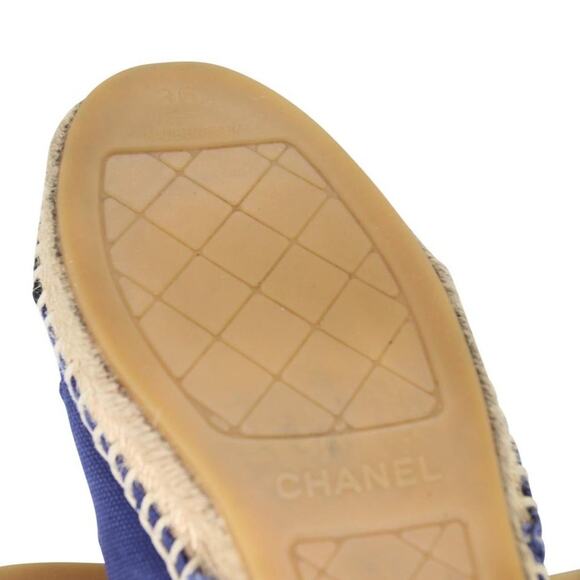 Chanel Espadrille 36 Canvas Linen Raw Edge Cap-toe Cc Flats CC-S0207P-C016 - Picture 11 of 11